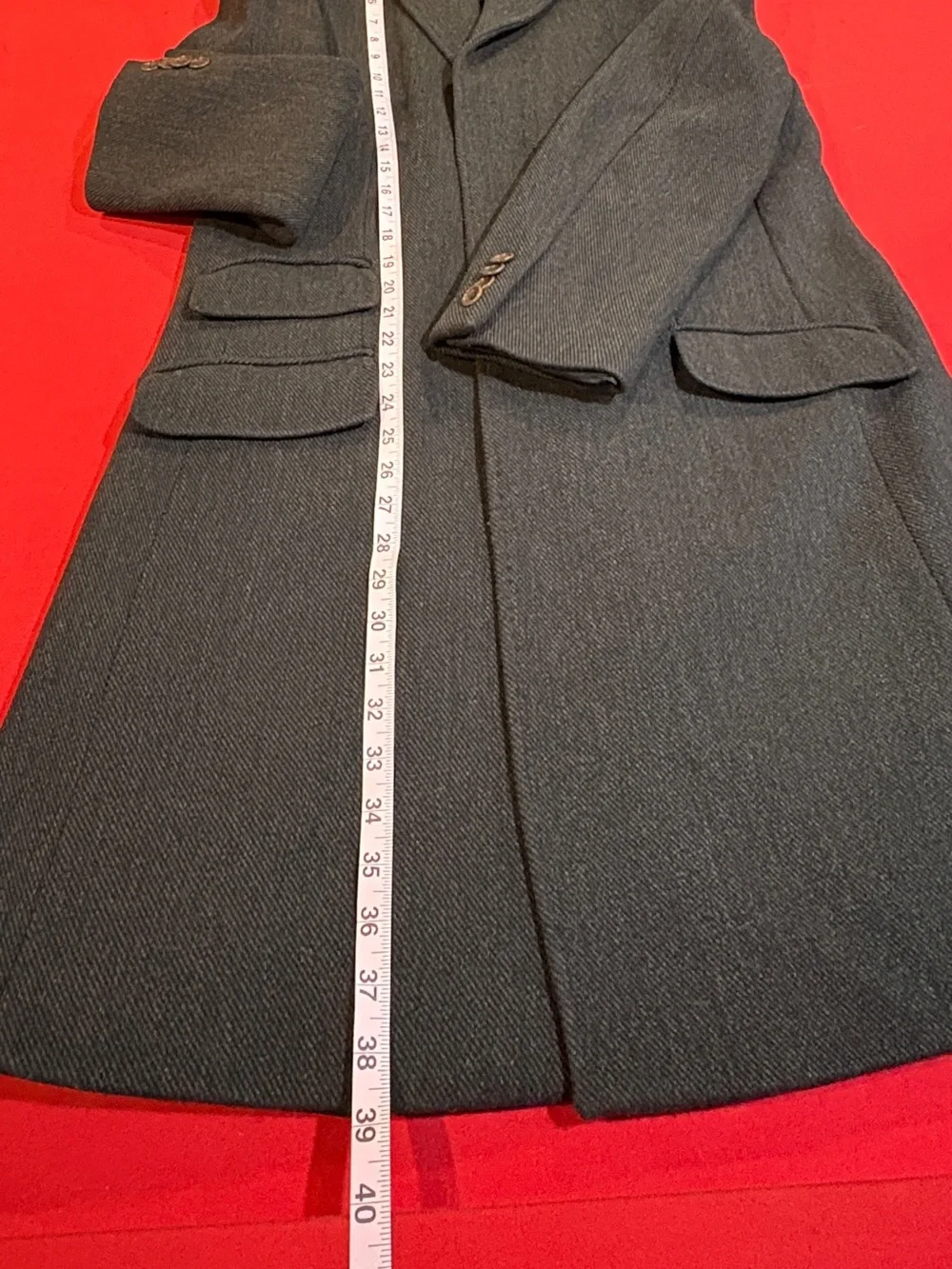 Vintage Y2K Banana Republic Men’s M Brown Herringbone Wool Long Overcoat